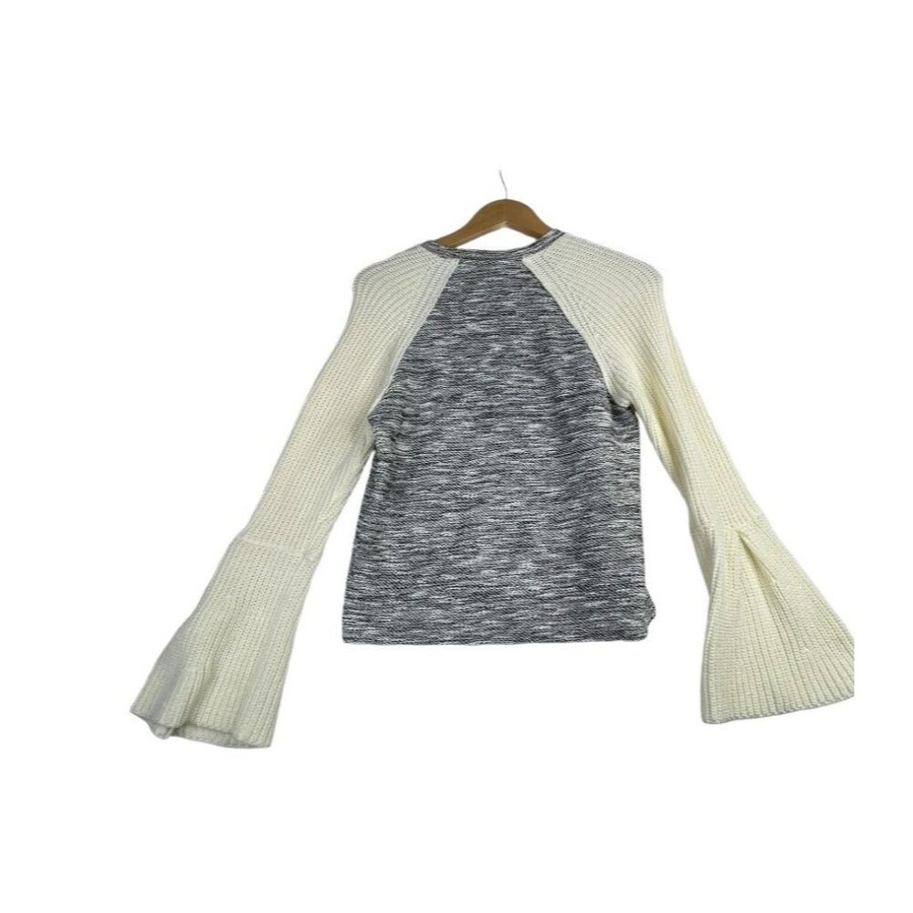 Anthropologie Dolan Textured‎ Bell Sleeve Sweater size XS Gray/White - Picture 6 of 8
